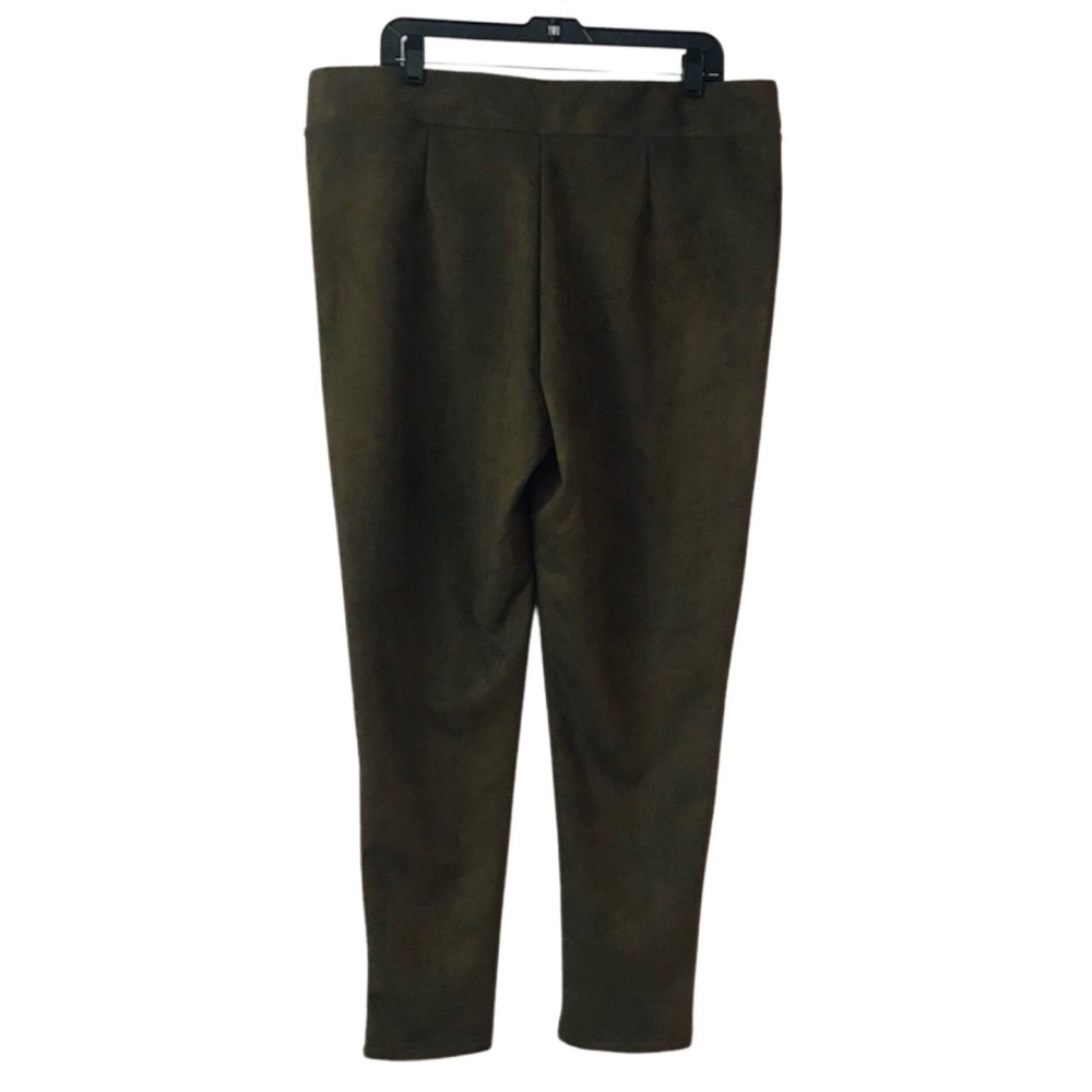 New! Gibson & Latimer High Rise Faux Suede Ponte Leggings Olive Pull On Pants - Picture 3 of 12